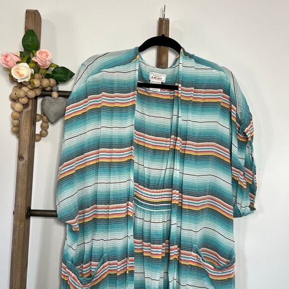 Ariat Aztec Short Sleeve Josie Multi Print Kimono Size Large - Picture 2 of 8